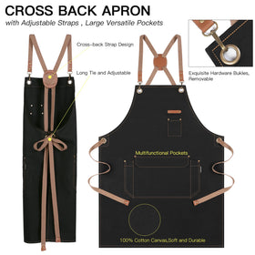 Genixart apron adjustable cross-back strap ensuring comfortable wear during long sessions.