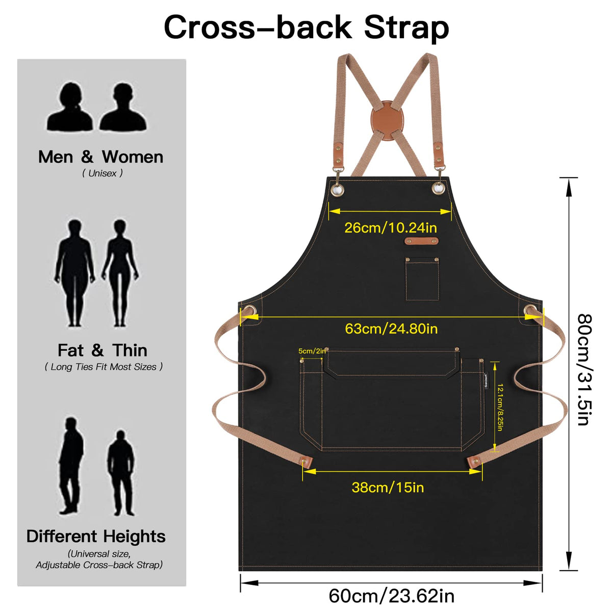 Genixart apron reinforced pockets with metal rivets for handy tools.