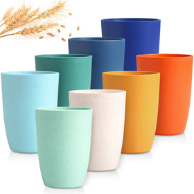 GENLGE Wheat Straw Cups 8-pack stackable for easy storage and travel