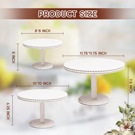 GENMOUS & CO 10-inch rustic beaded cake stand highlights cupcakes with elegant bead detailing.