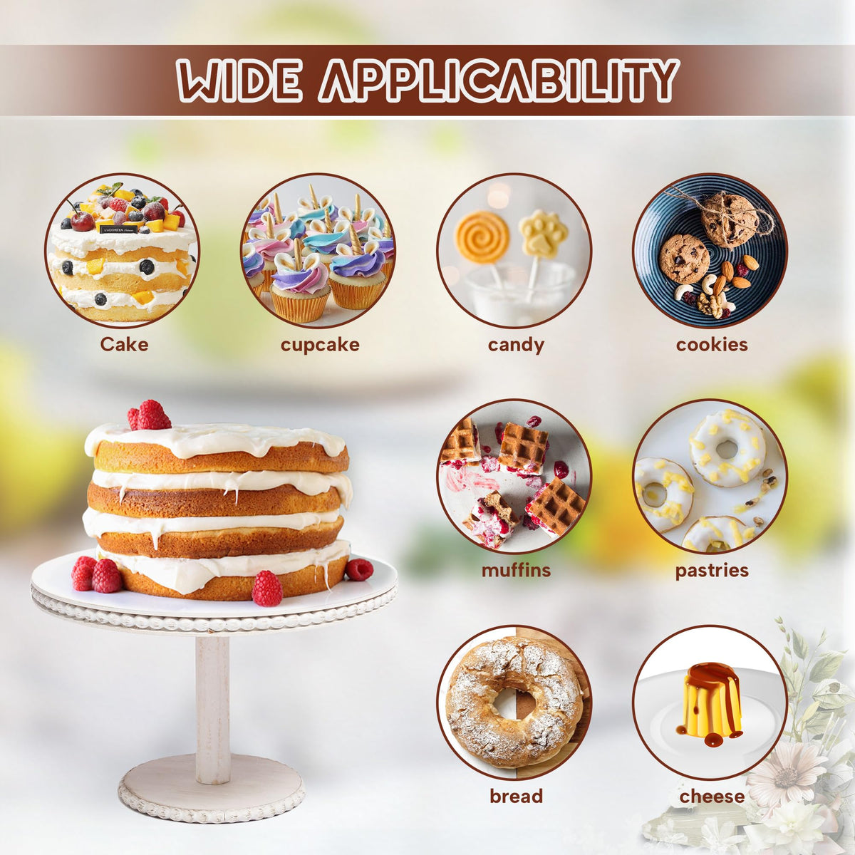 GENMOUS & CO white wedding party cake stand suits weddings and baby showers.