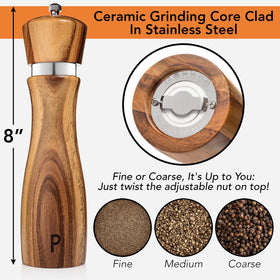 Gennua Kitchen adjustable coarseness for fine to coarse seasoning control