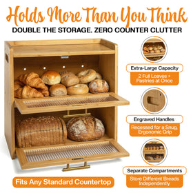 Gennua Kitchen bread box, side handles for easy moving and cleaning.