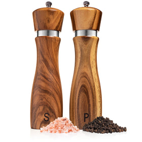 Gennua Kitchen wooden salt grinder 8in with premium finish for refined seasoning