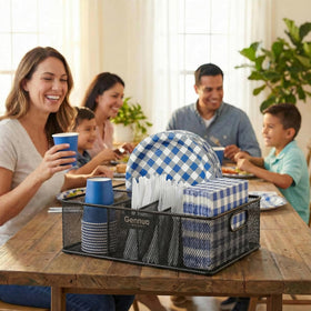 Gennua Kitchen six compartments simplify sorting plates, cutlery, napkins, and cups.