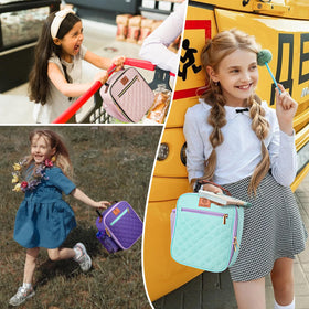 Genteen lunch box with bottle holder supports on-the-go hydration.