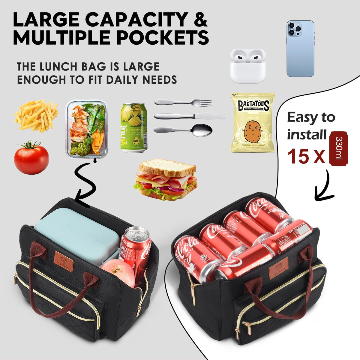 Genteen lunch box large capacity fits meals and snacks all day.