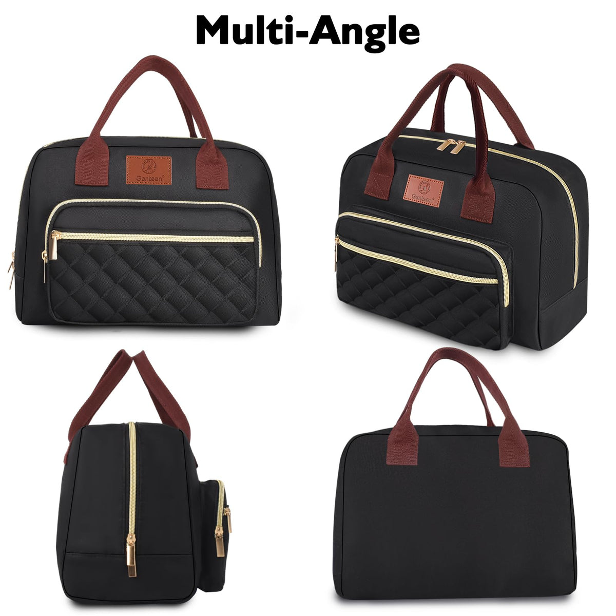 Genteen lunch box stylish black tote for work and school.