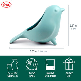 Genuine Fred Blue Bird tilting pour for rinsing and draining berries