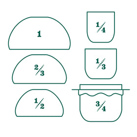 Genuine Fred six-cup mushroom set showing all measurement sizes for baking and cooking