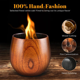 GENUINED charred oak interior glass close-up highlights subtle woody notes during swirling.
