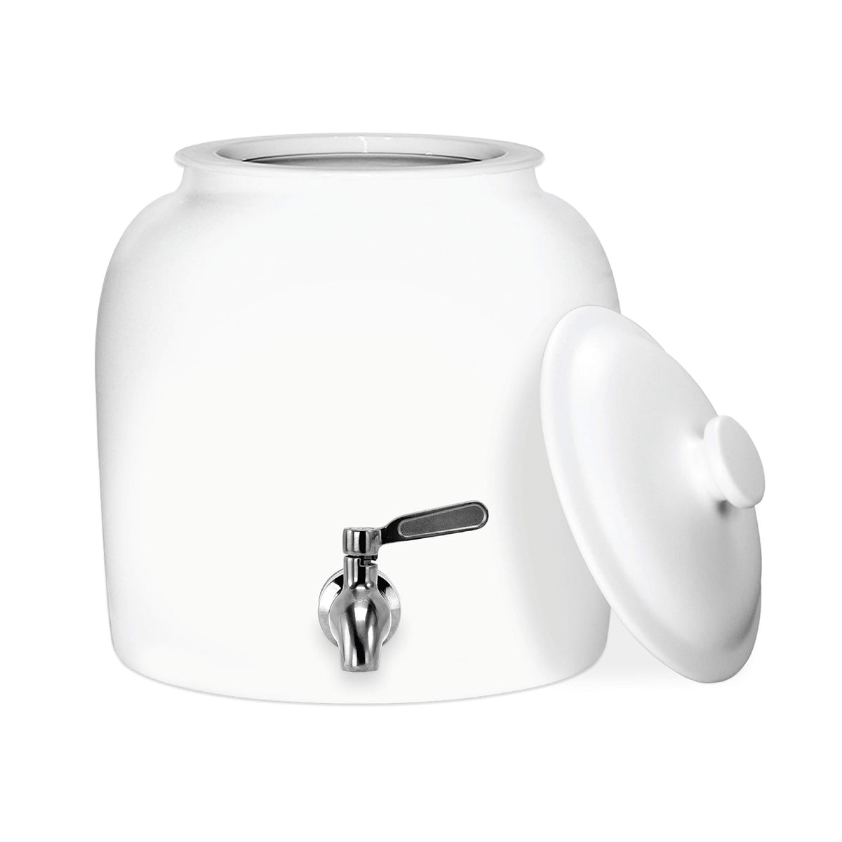Geo Sports Bottles porcelain crock pour shows easy, spill-free water dispensing.