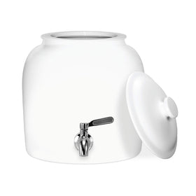 Geo Sports Bottles porcelain crock pour shows easy, spill-free water dispensing.