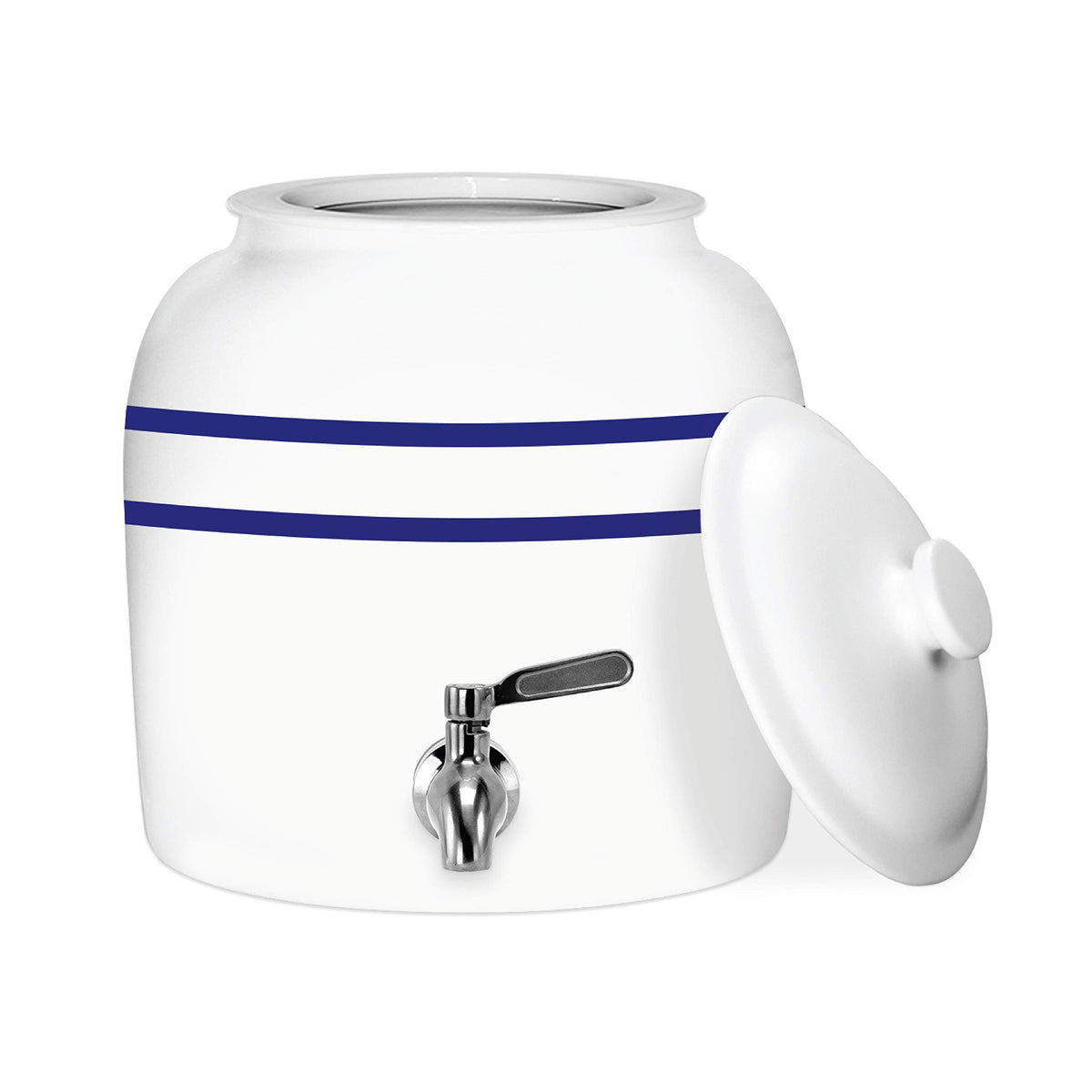 Geo Sports porcelain crock lid keeps beverages fresh and cool between uses.