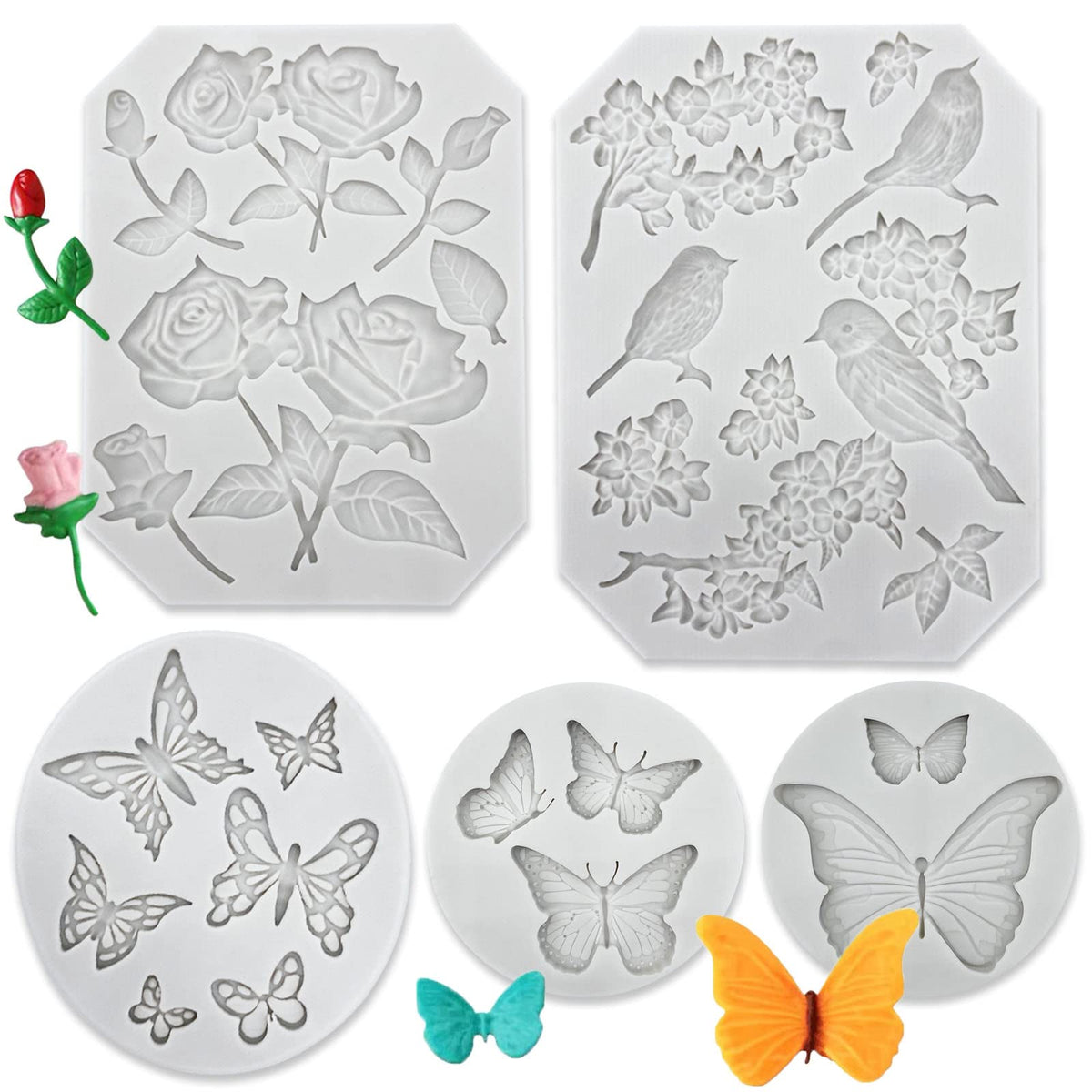 GeoGeoDIY butterfly-rose-stems-mold for delicate cake decorations and edible fondant details.