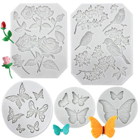 GeoGeoDIY butterfly-rose-stems-mold for delicate cake decorations and edible fondant details.