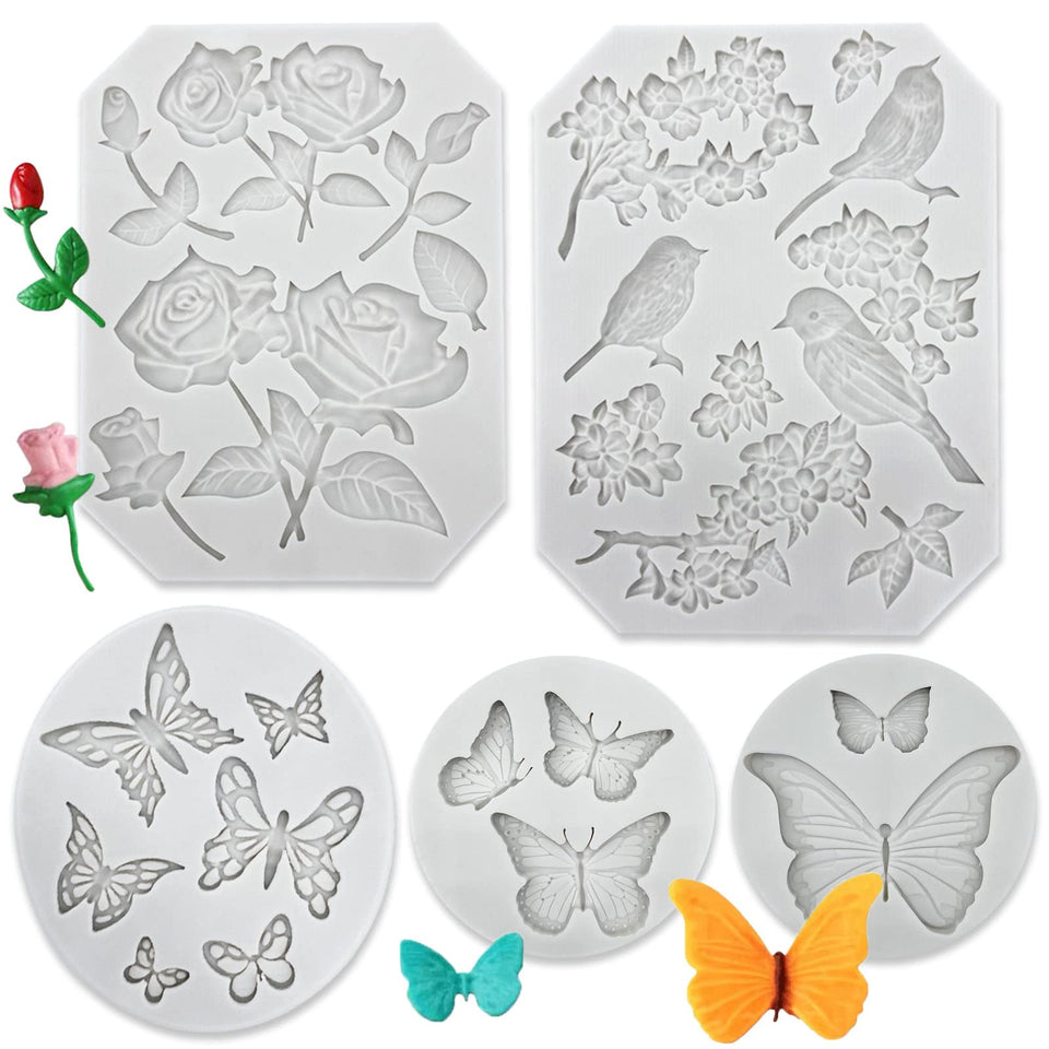 GeoGeoDIY butterfly-rose-stems-mold for delicate cake decorations and edible fondant details.