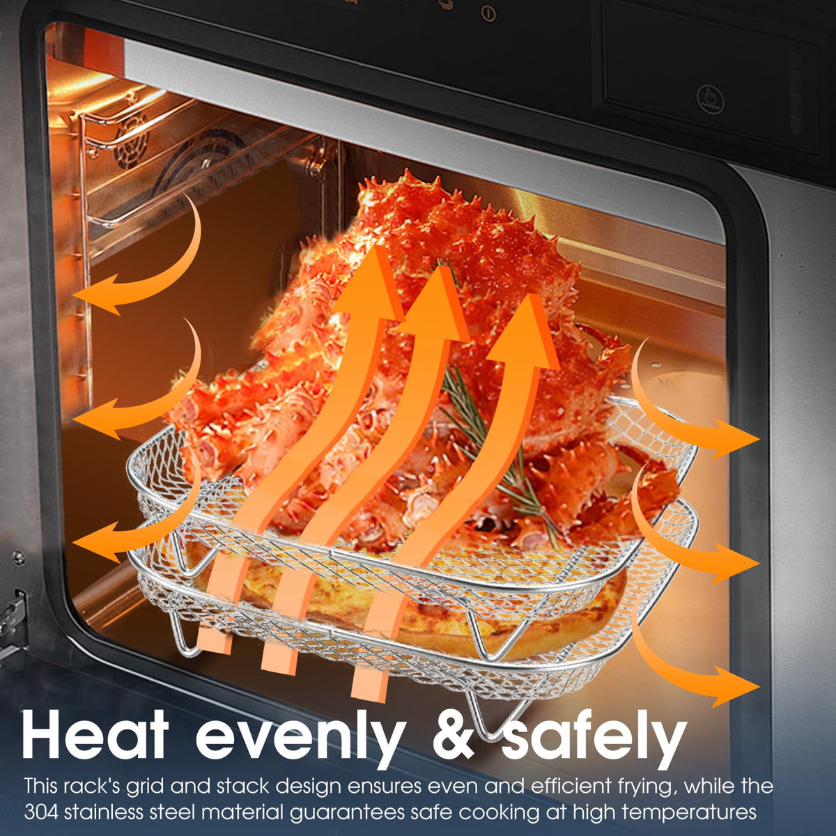 Geolinhome elevated legs boost airflow and even cooking results.