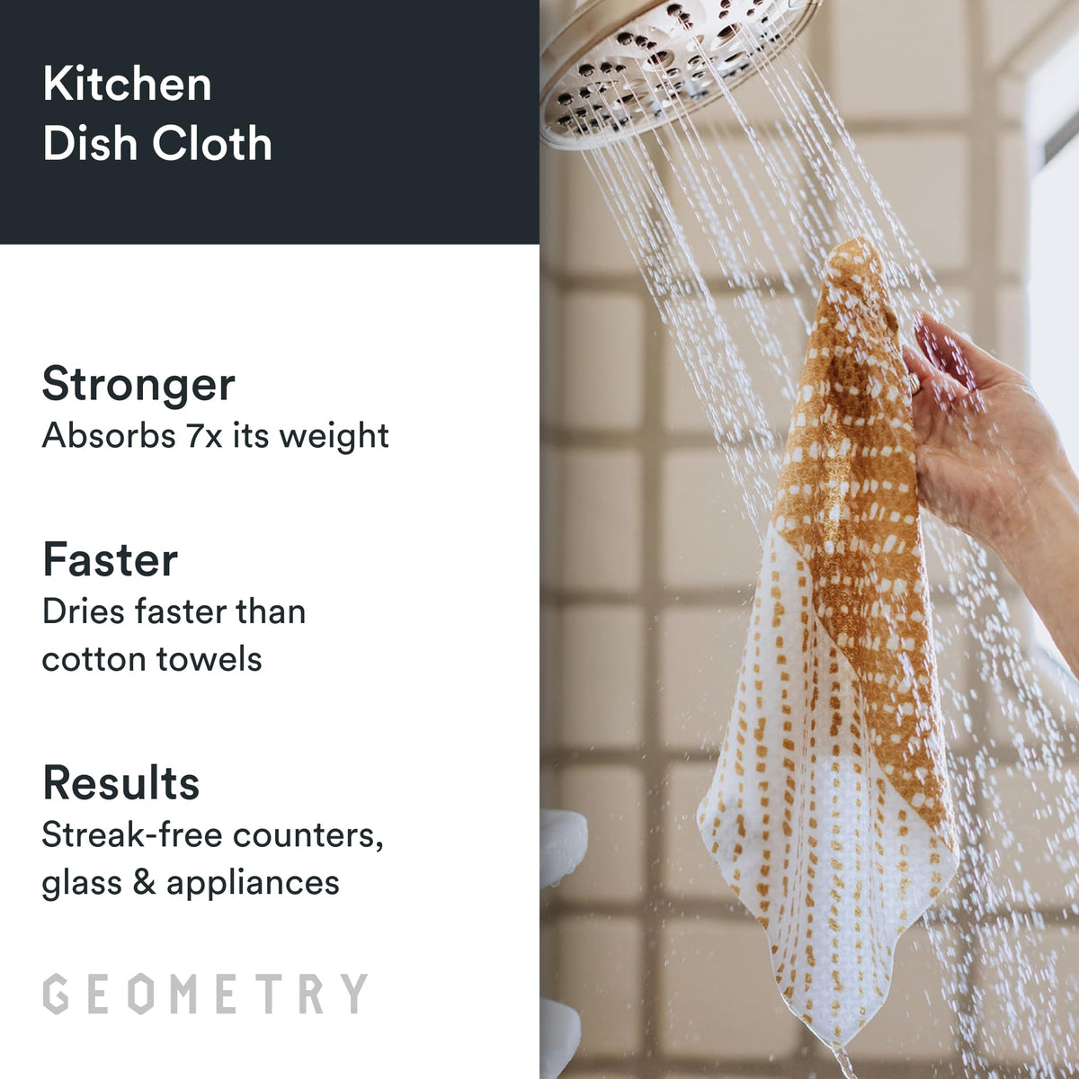 GEOMETRY 3-pack Night Reeds dish cloths ready for quick-dry kitchen tasks.