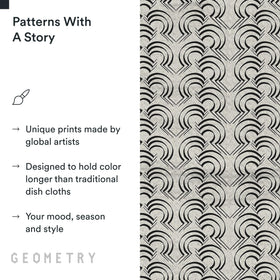 GEOMETRY dish cloths in use for drying and wiping.