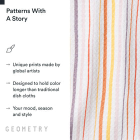 GEOMETRY dish cloths made from post-consumer materials for sustainable use.