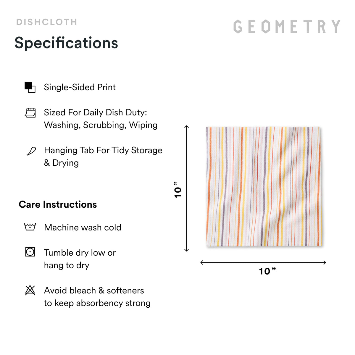 GEOMETRY stripe-season cloths stacked for display and storage.