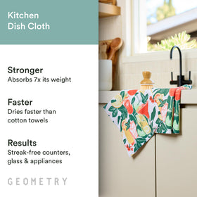 GEOMETRY Dishcloth absorbent microfiber delivers powerful liquid pickup and fast refresh.