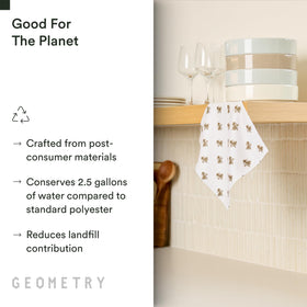 GEOMETRY dishcloth dries dishes fast without scratching delicate surfaces.