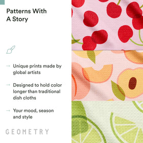 GEOMETRY Dishcloth Fruit Fun pack 3 quick-drying microfiber on counters.