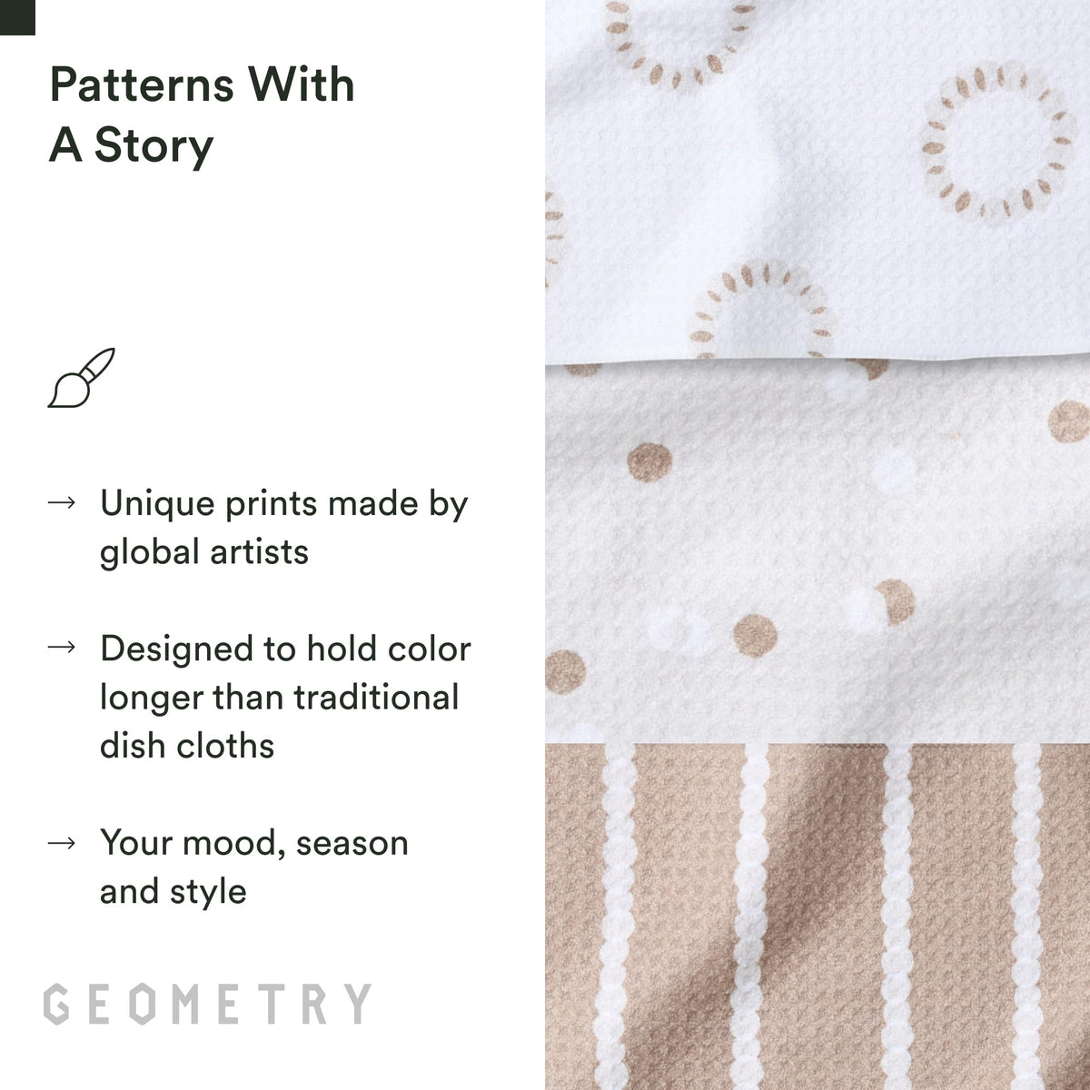 GEOMETRY Dishcloth Pebble Play quick-dry performance helps towels stay fresher between washes