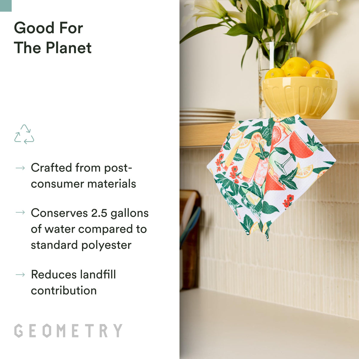 GEOMETRY Dishcloth quick-dry performance keeps countertops dry between uses.