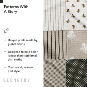 GEOMETRY dishcloth easily wipes spills with a compact, absorbent towel.