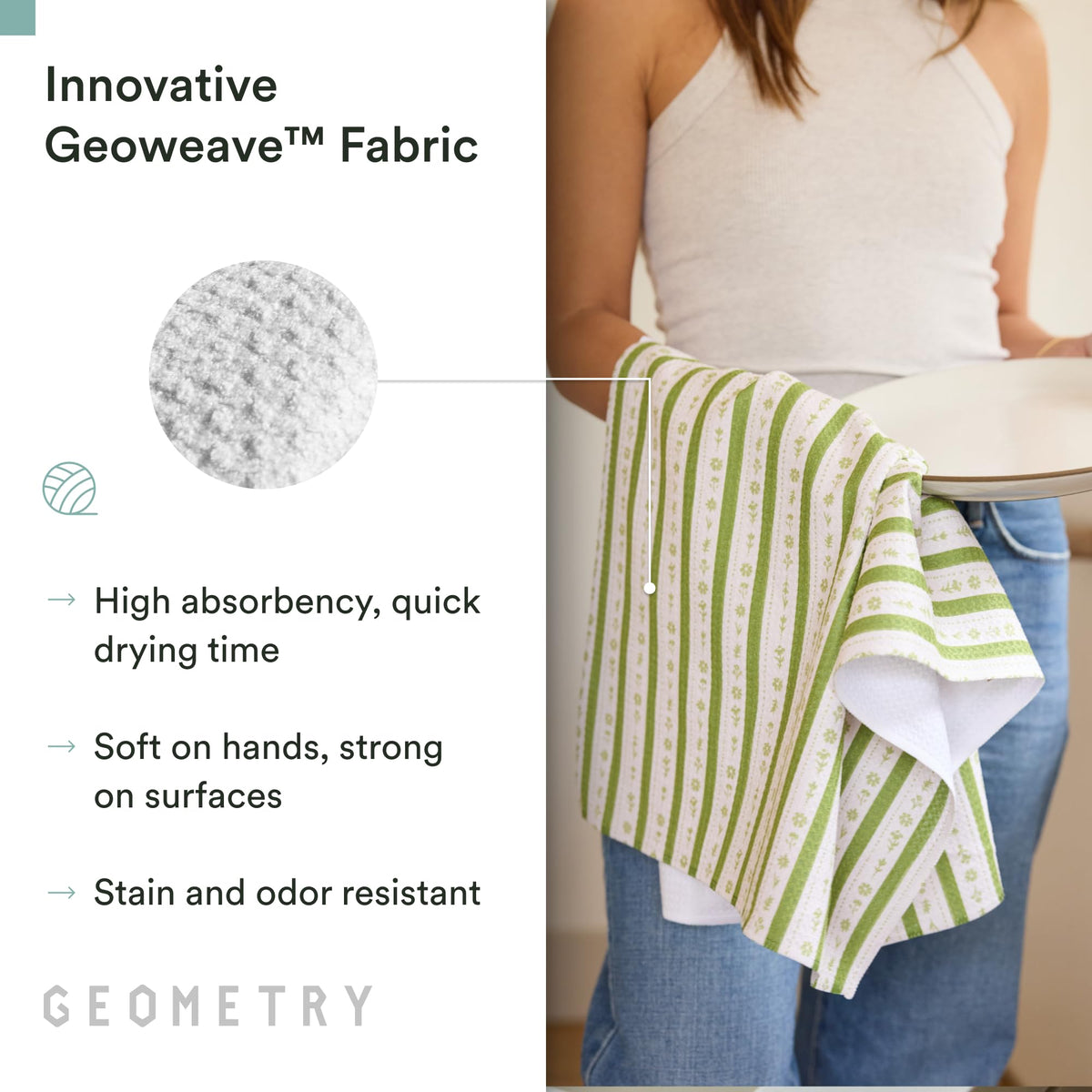 GEOMETRY towels drying dishes with minimal lint