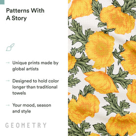 GEOMETRY Field of Gold tea towel counter wipe for spills and cleanup.