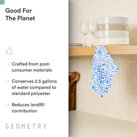 GEOMETRY Geoweave dishcloth drying action on a counter showcases rapid moisture removal.