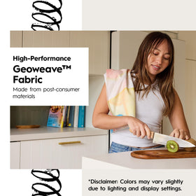 GEOMETRY Geoweave dishcloths neatly stacked in Sandy color.