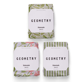 GEOMETRY Green Goddess dish cloth 10x10 in 3-pack for quick drying and gentle cleaning