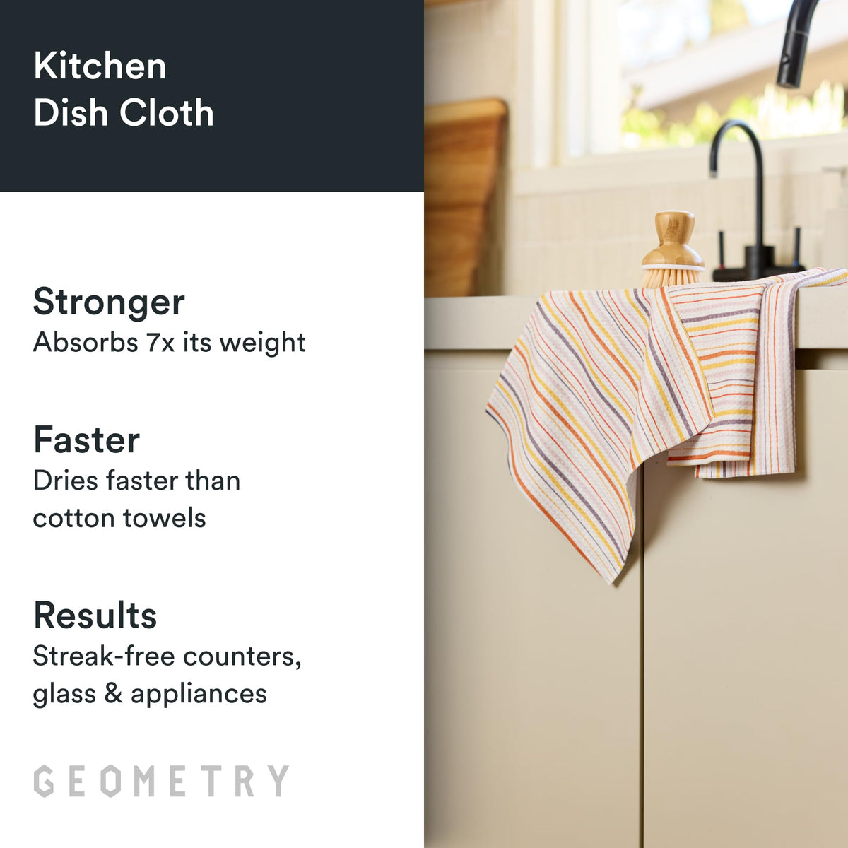 GEOMETRY Geoweave texture closeup showing durable, scratch-free cleaning surface.
