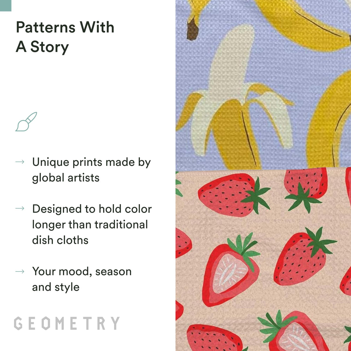 GEOMETRY Strawberry Banana with dishes demonstrates scratch-free drying and cleaning