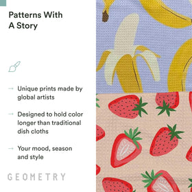 GEOMETRY Strawberry Banana with dishes demonstrates scratch-free drying and cleaning