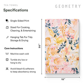GEOMETRY Kitchen Tea Towel measures 18 by 30 inches for ample coverage.