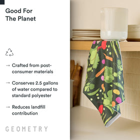 GEOMETRY dish towel emphasizes superior cleaning with minimal water for spills