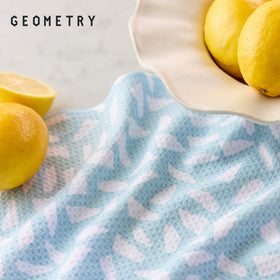 GEOMETRY towels measure 18 by 30 inches for large tasks