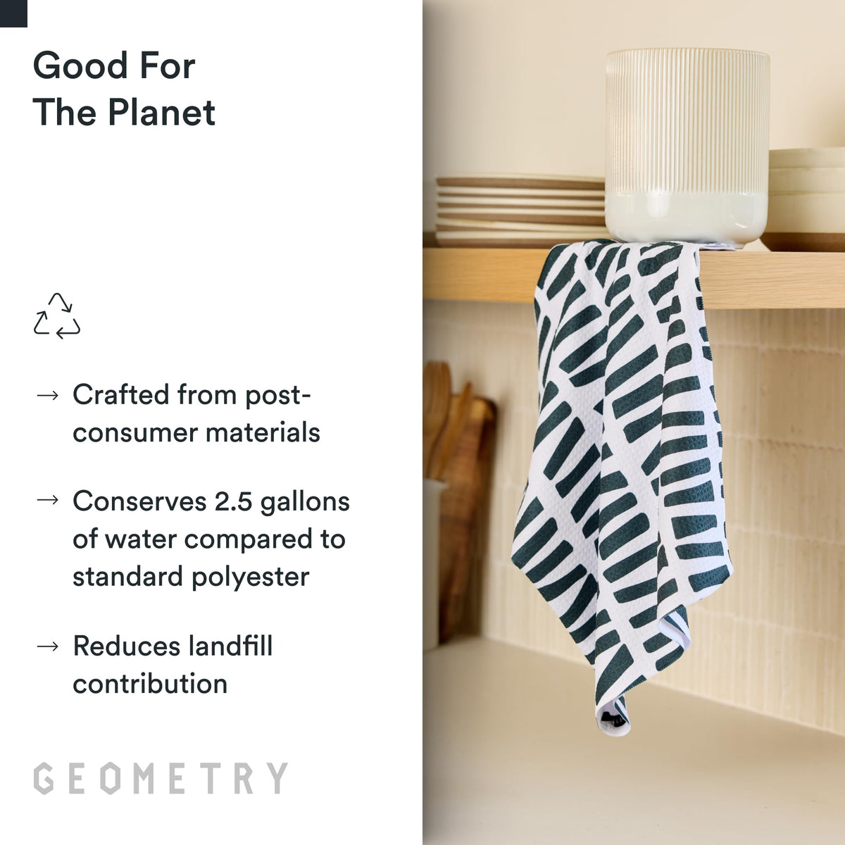 GEOMETRY absorbent microfiber towel soaking up liquids with minimal effort