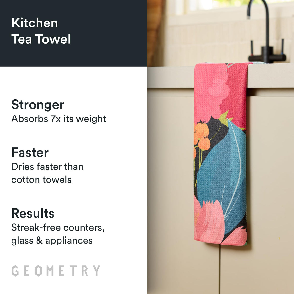 GEOMETRY Kitchen Tea Towels drying dishes quickly to reduce moisture