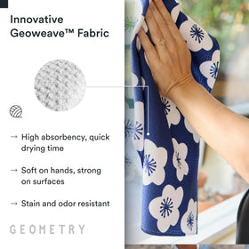 GEOMETRY Kitchen Tea Towels drying-surface view highlighting fast moisture removal.