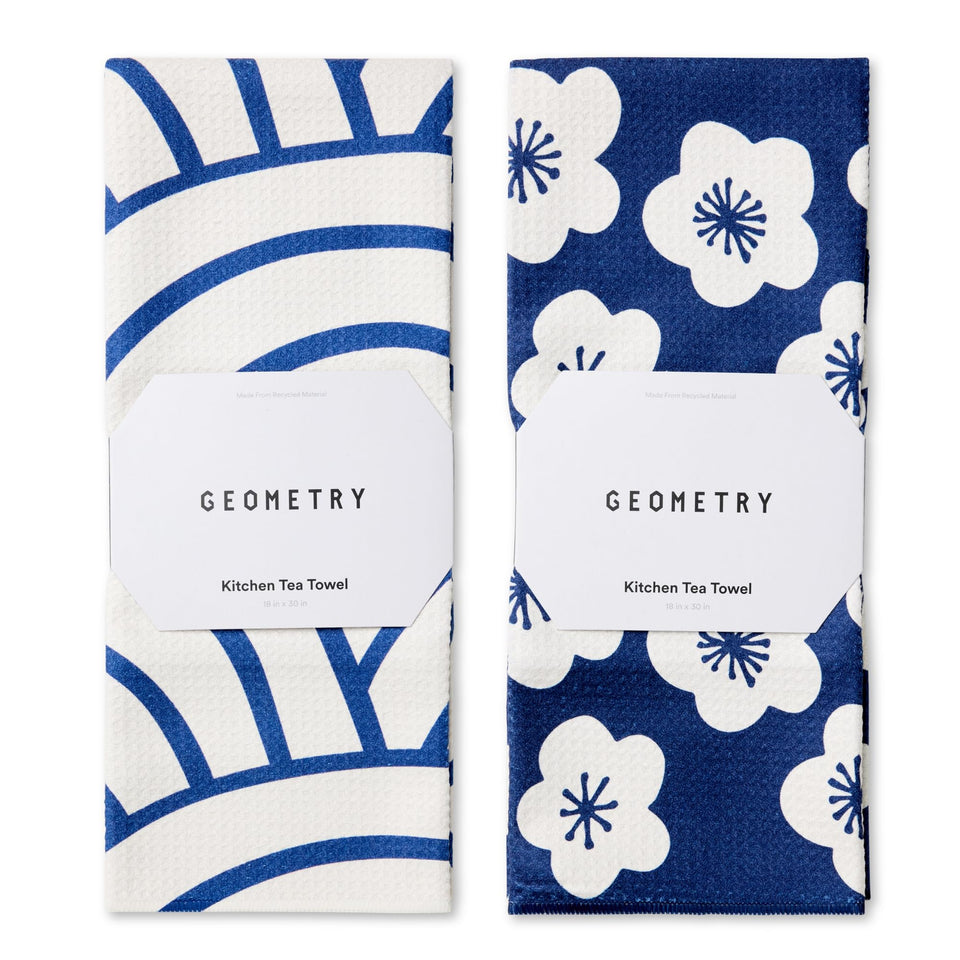 GEOMETRY Kitchen Tea Towels geoweave close-up shows soft, durable drying surface for spills.