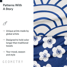 GEOMETRY Kitchen Tea Towels post-consumer materials emphasize sustainable design.