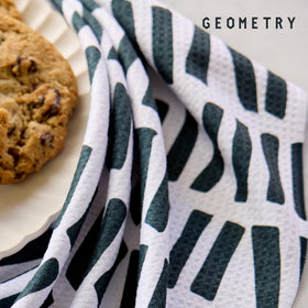 GEOMETRY Kitchen Towels in a busy home kitchen ready for daily messes