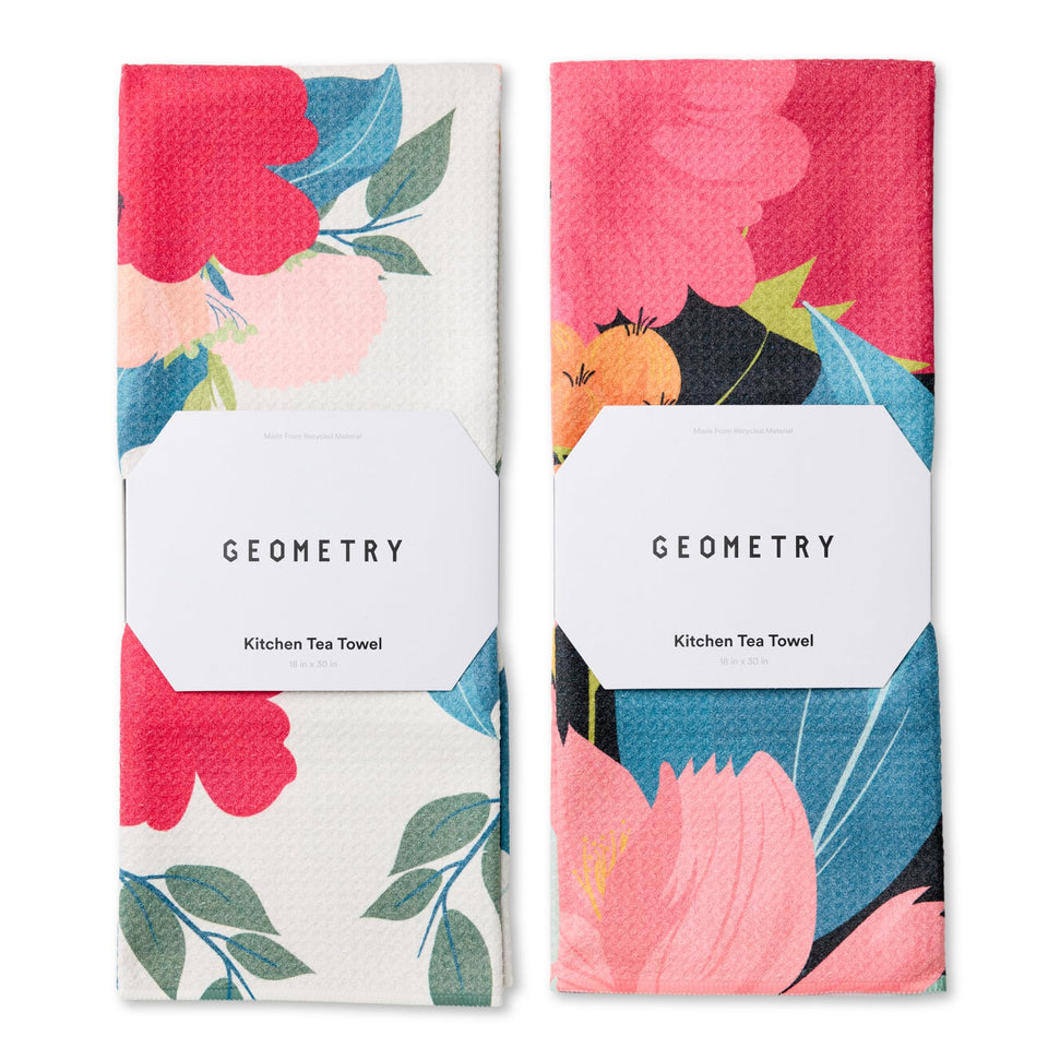 GEOMETRY kitchen tea towels quick-dry microfiber 2-pack for faster drying